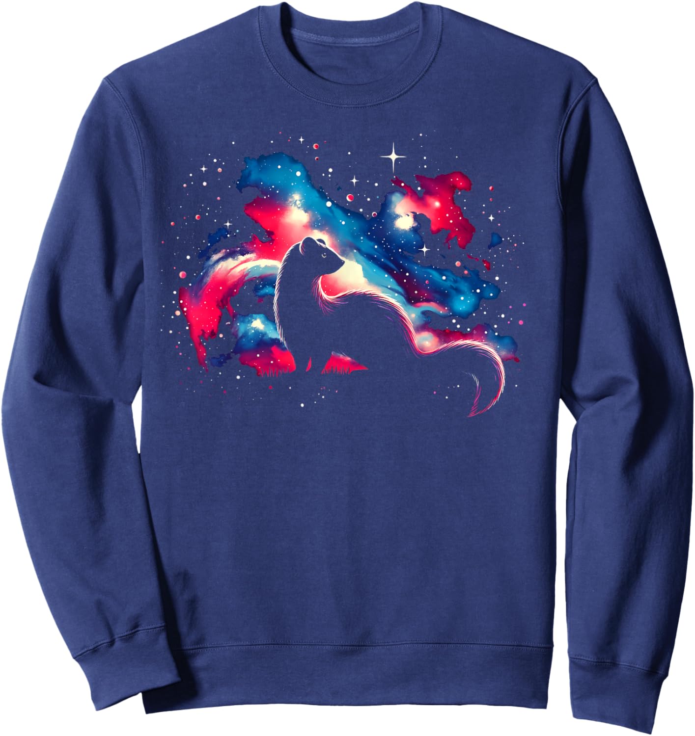 Cool Cosmic Weasel Galaxy Graphic Space Art Sweatshirt - Sweatshirt | Navy