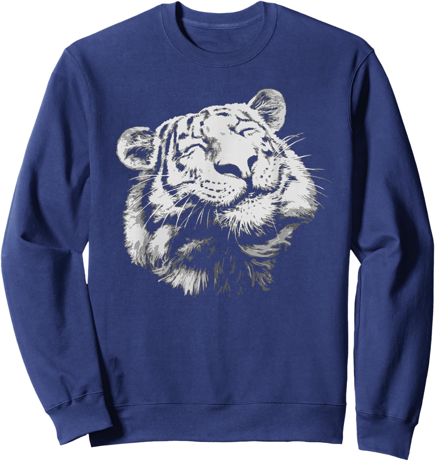 Happy Tiger Face Cute Furry Tiger Big Cat King Get Em 80s Sweatshirt - Sweatshirt | Navy