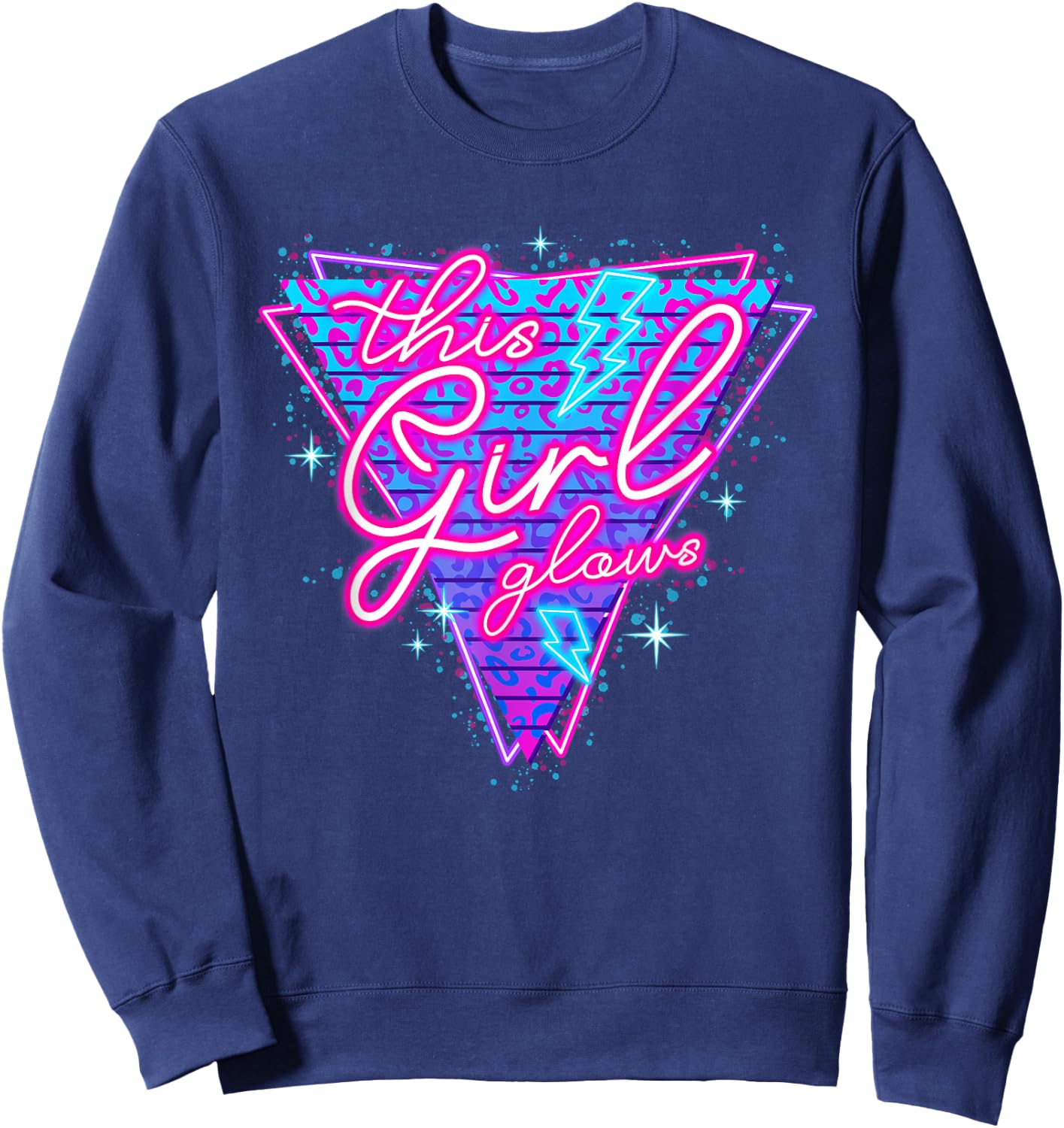 This Girl Glows for Kids Tie Dye Colors 80's and 90's Sweatshirt - Sweatshirt | Navy