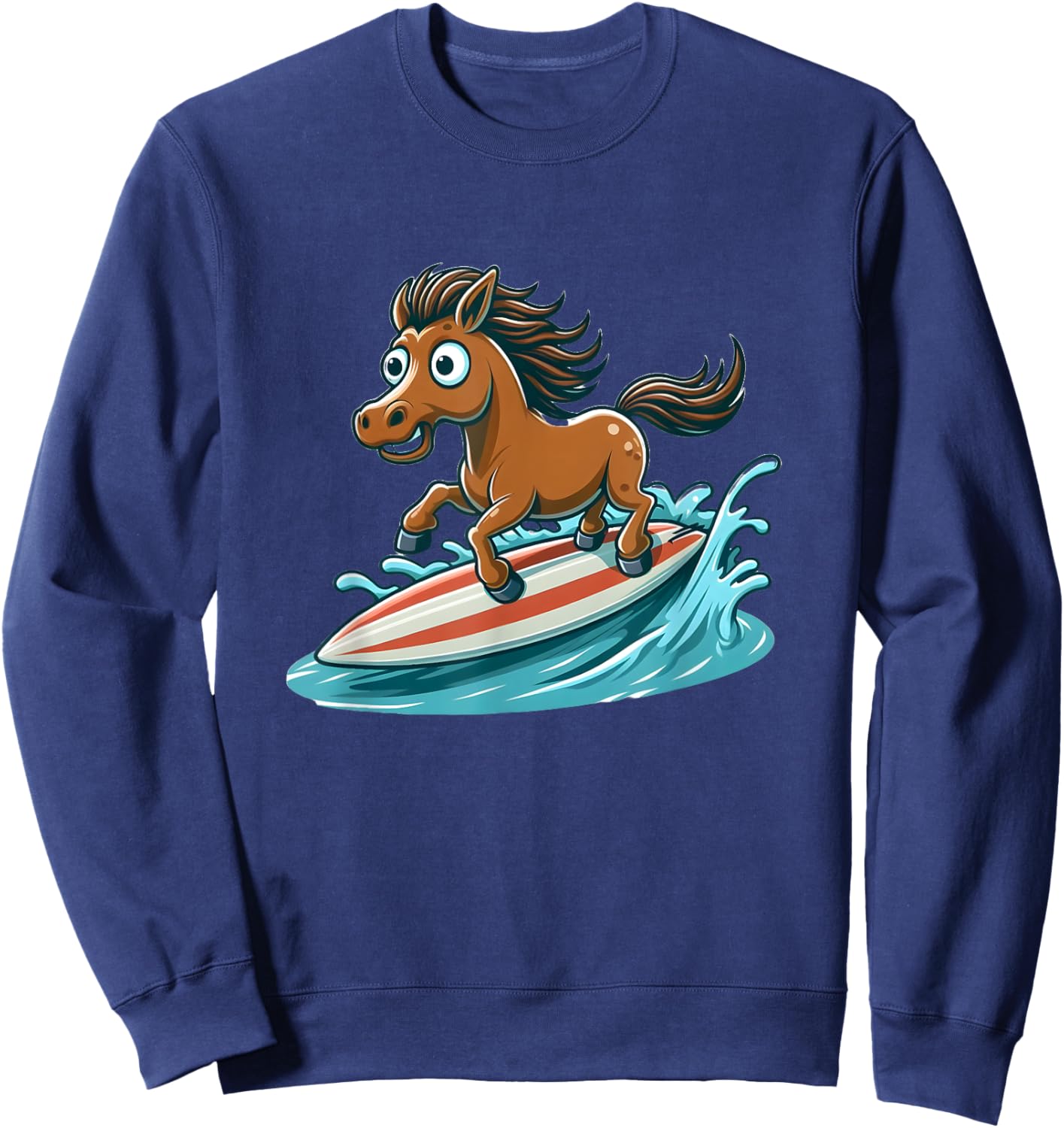 Horse Surfing on a Surfboard Sweatshirt - Sweatshirt | Navy