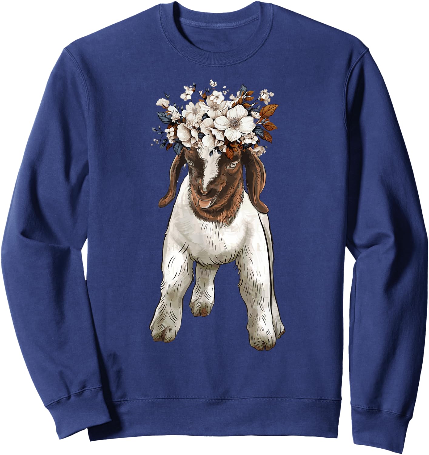 Boer goat with flower, show boer baby goat Sweatshirt - Sweatshirt | Navy