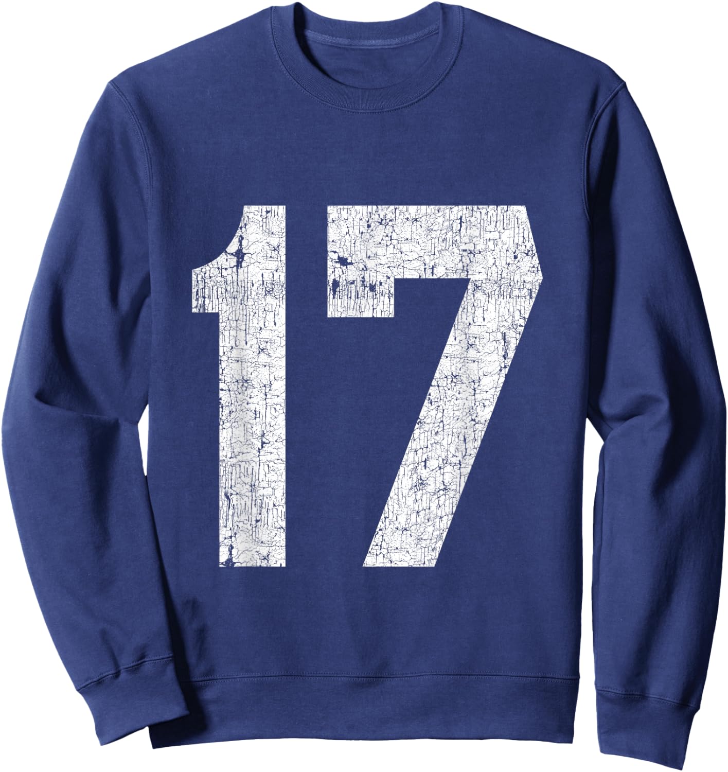 #17 Jersey Uniform Varsity Athletic Sports, 17th Birthday Sweatshirt - Sweatshirt | Navy