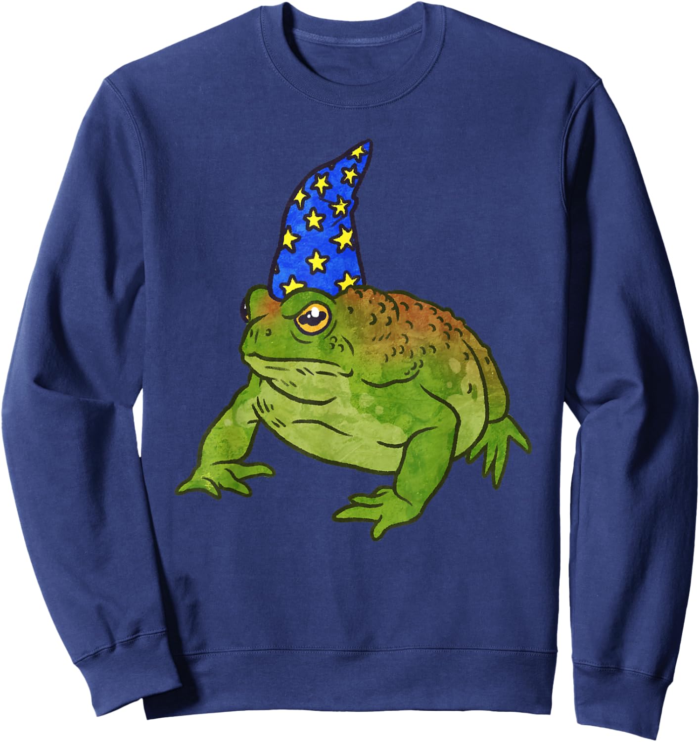 Grumpy Frog Wizard with Resting Toad Face Sweatshirt - Sweatshirt | Navy