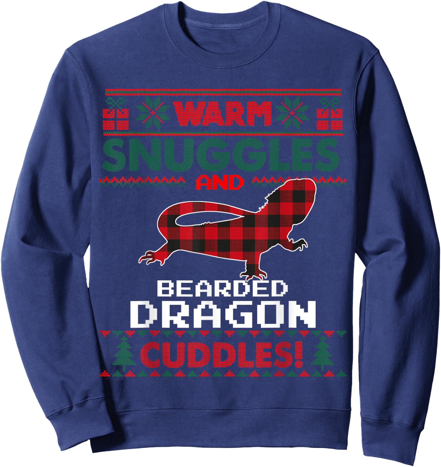 Bearded Dragon Christmas Pajama Shirt Ugly Christmas Sweater Sweatshirt - Sweatshirt | Navy