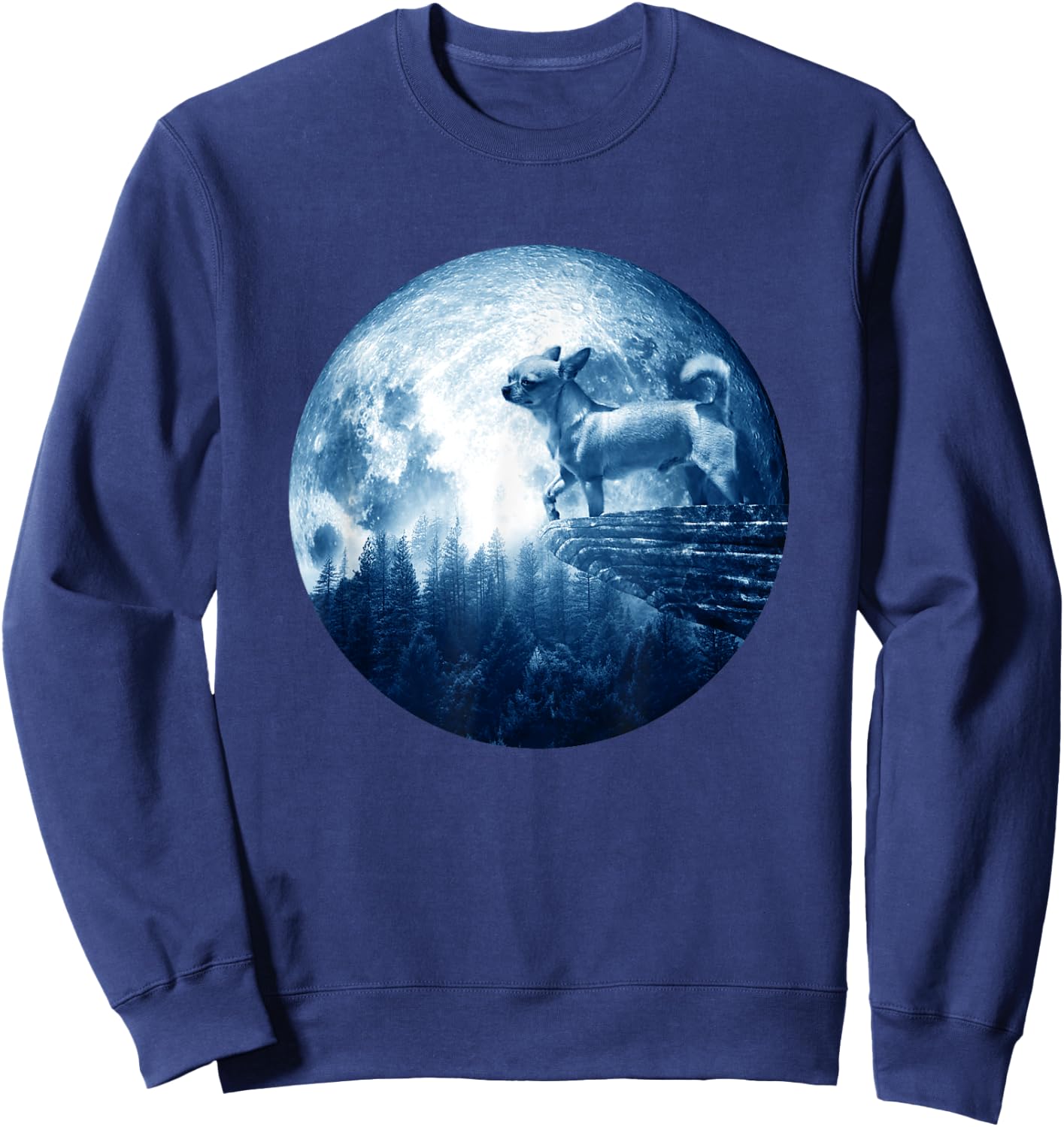 Chihuahua Smooth Coat Dog Moon Dog Mom Dad Dog Lovers Sweatshirt - Sweatshirt | Navy