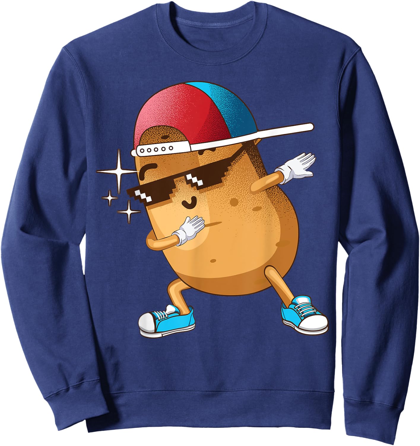 Funny Dabbing Potato Gift Cool Dancing Spuds Hip-hop Foodie Sweatshirt - Sweatshirt | Navy