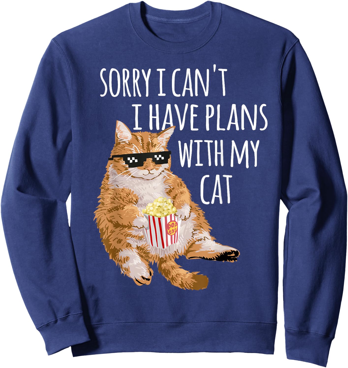 Sorry I Can't I Have Plans With My Cat Funny Cat Lover Gift Sweatshirt - Sweatshirt | Navy