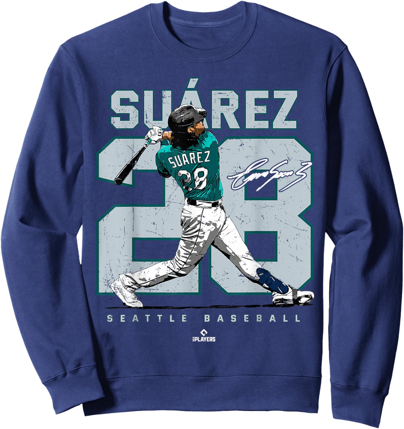 Number and Portrait Eugenio Suarez Seattle MLBPA Sweatshirt - Sweatshirt | Navy