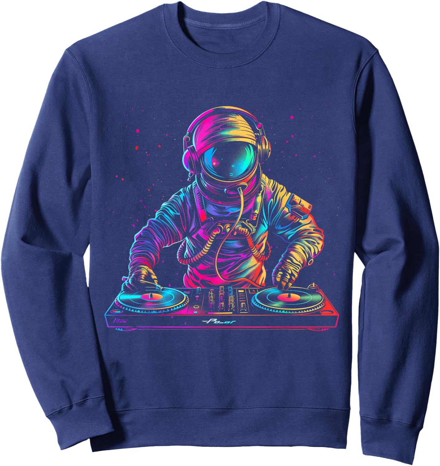 DJ Astronaut Space EDM Techno House Music Vinyl Record Sweatshirt - Sweatshirt | Navy