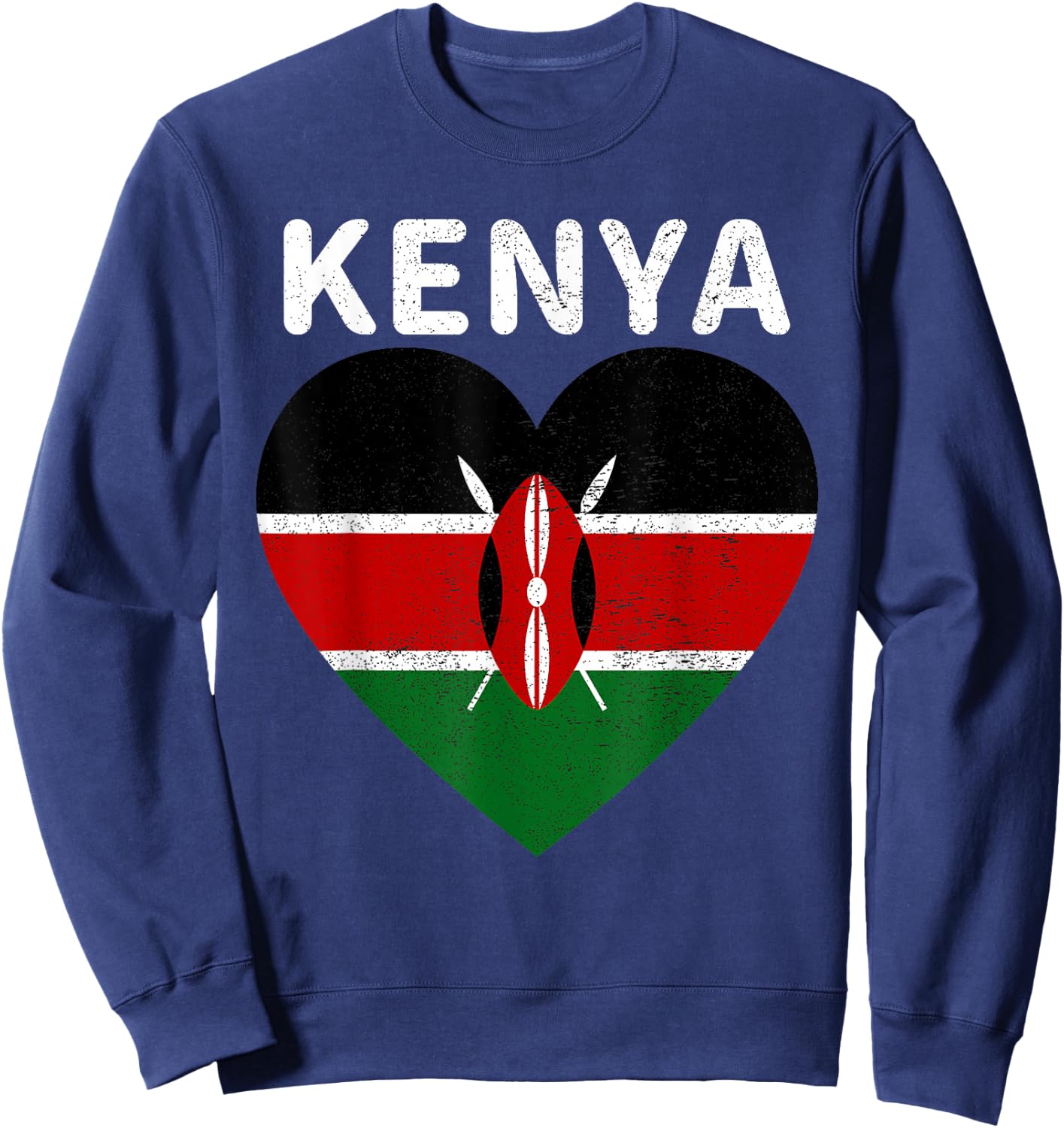 I Love Kenya Kenyan Africa Pride Flag Print Vintage Retro Sweatshirt - Sweatshirt | Navy