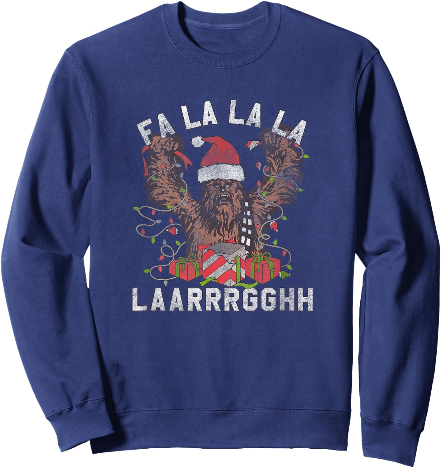 Star Wars Christmas Chewbacca Lights & Presents Fa La La Sweatshirt - Sweatshirt | Navy