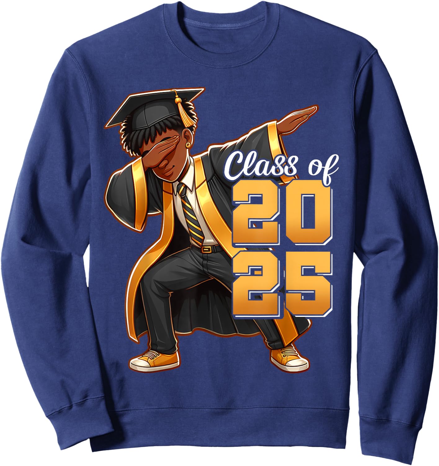 Dabbing Boy Graduation Class Of 2025 African Juneteenth Boy Sweatshirt - Sweatshirt | Navy