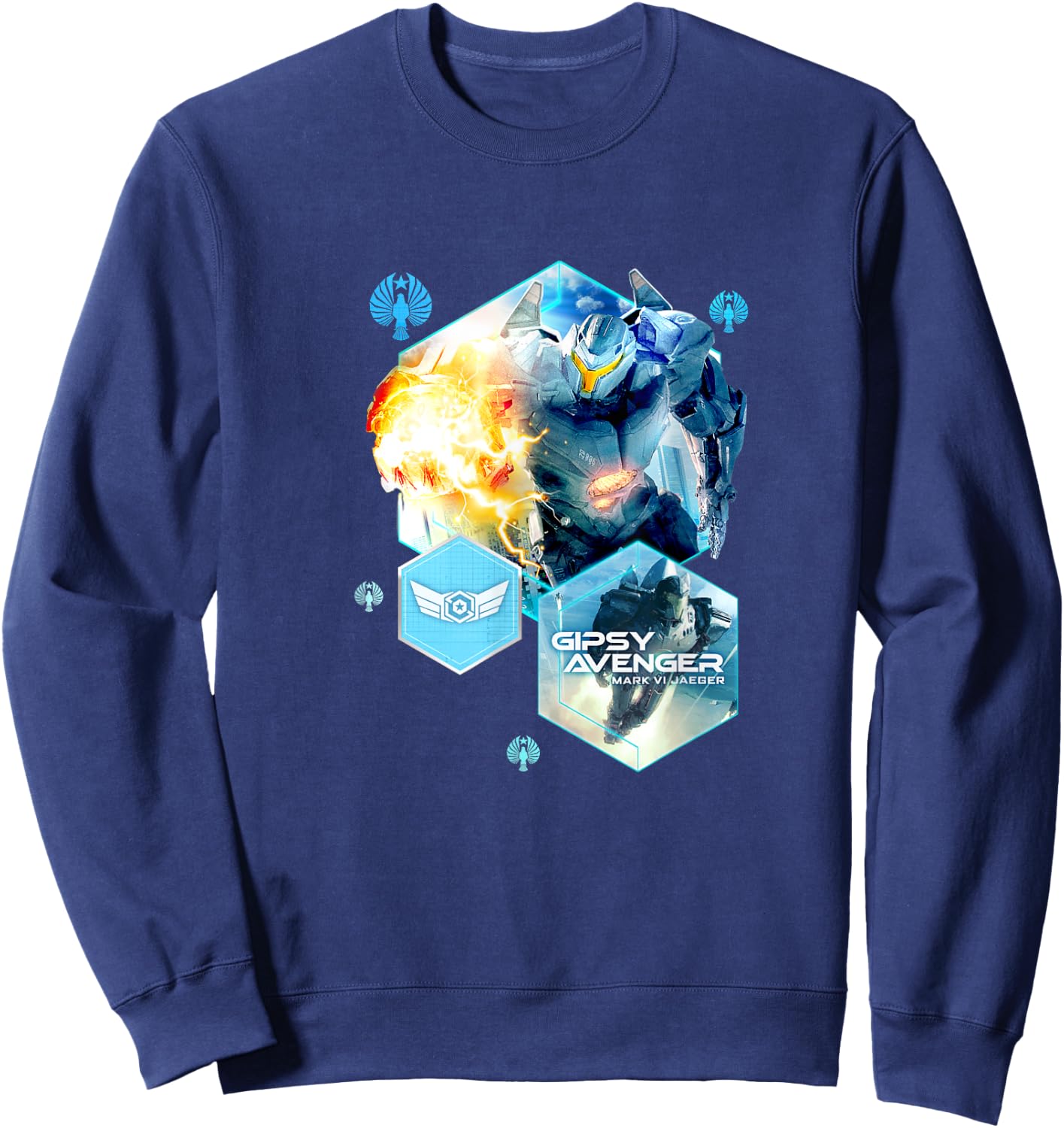 Pacific Rim Gipsy Avenger Flight - Black, -Adults, Short Sleeve, Small Sweatshirt - Sweatshirt | Navy