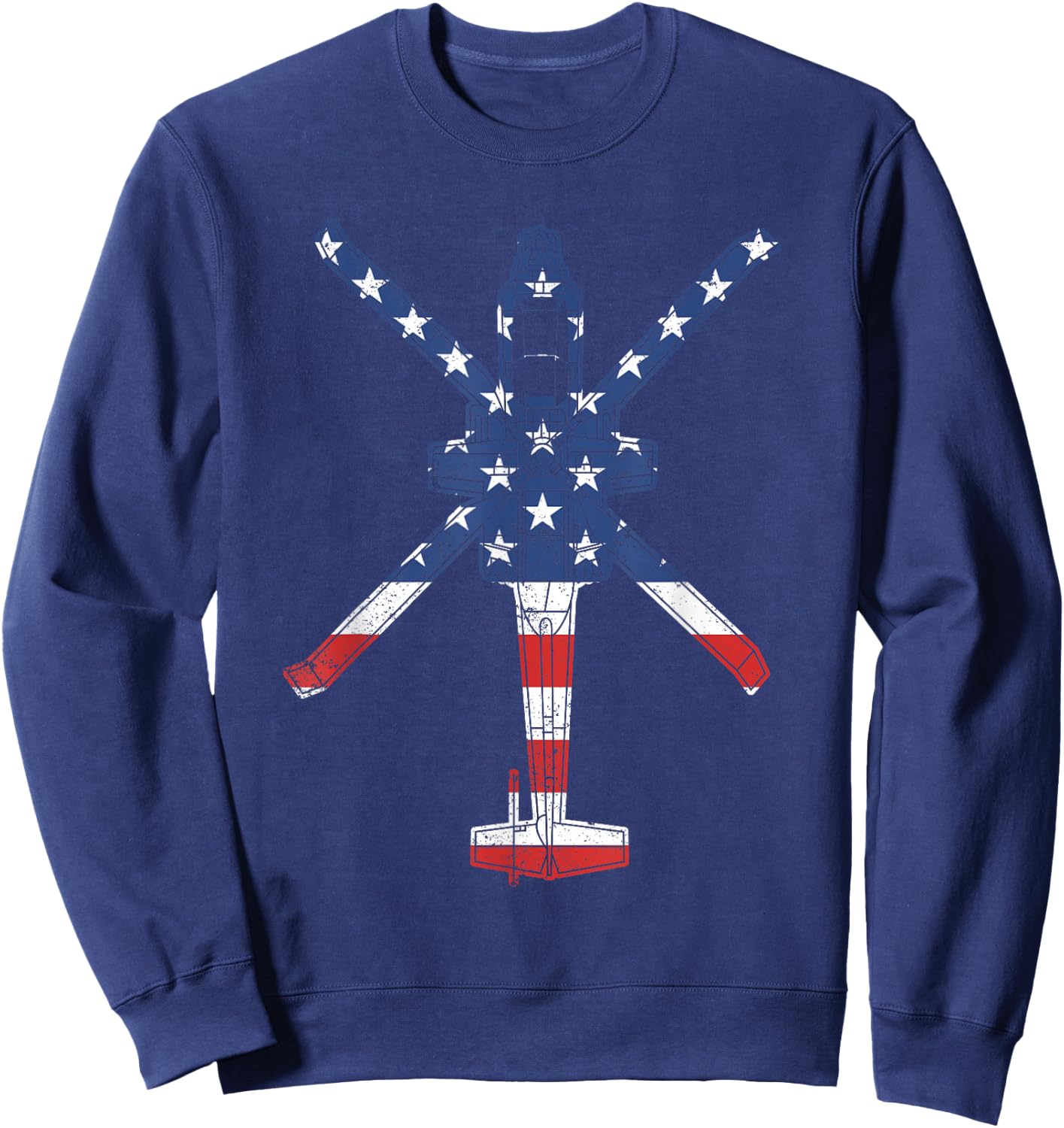 AH64 Apache Military Attack Helicopter American Flag Apache Sweatshirt - Sweatshirt | Navy
