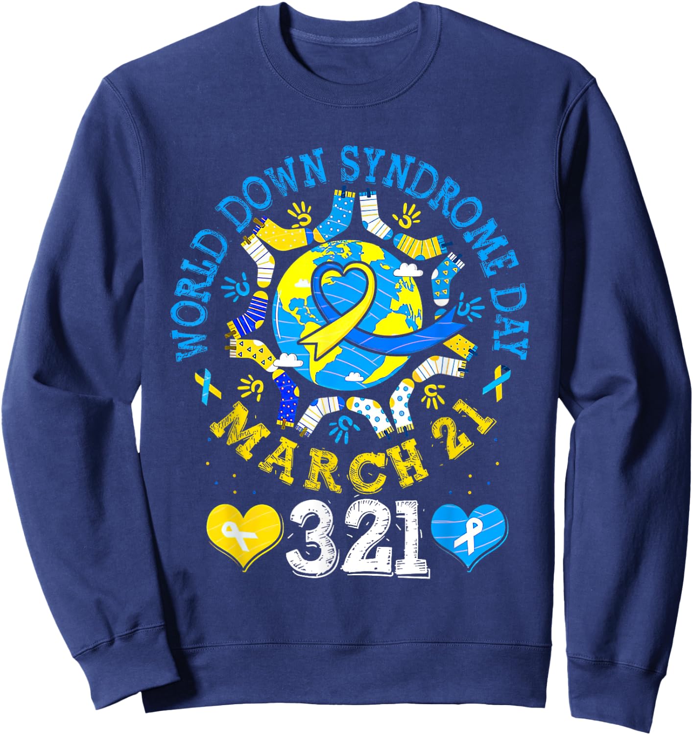 World Down Syndrome Day Awareness Socks Down Right Kids Sweatshirt - Sweatshirt | Navy