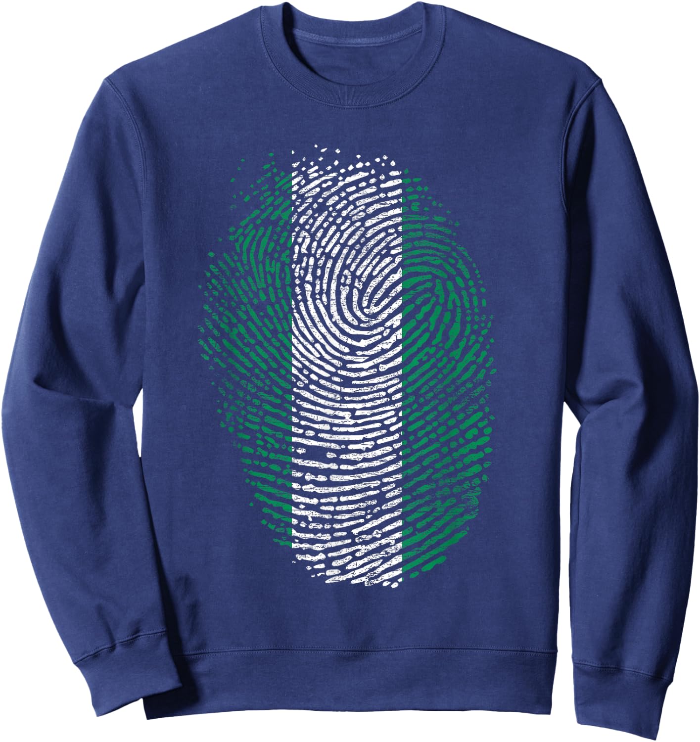 Nigeria Flag Gift Fingerprint Sweatshirt - Sweatshirt | Navy
