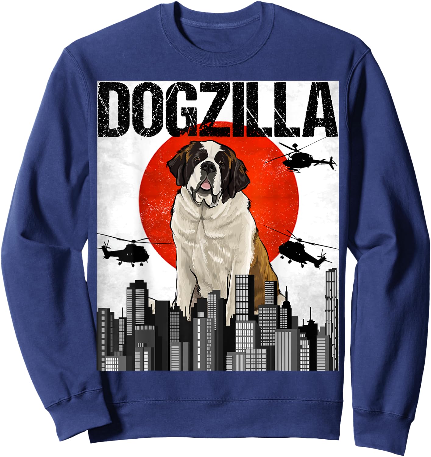 Funny Vintage Japanese Dogzilla St. Bernard Sweatshirt - Sweatshirt | Navy