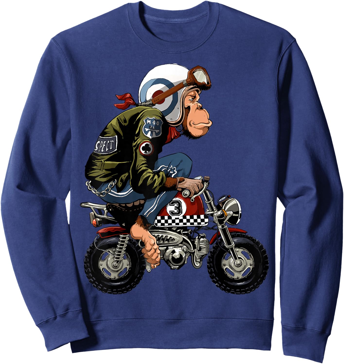 Monkey Bike Cartoon Sweatshirt - Sweatshirt | Navy