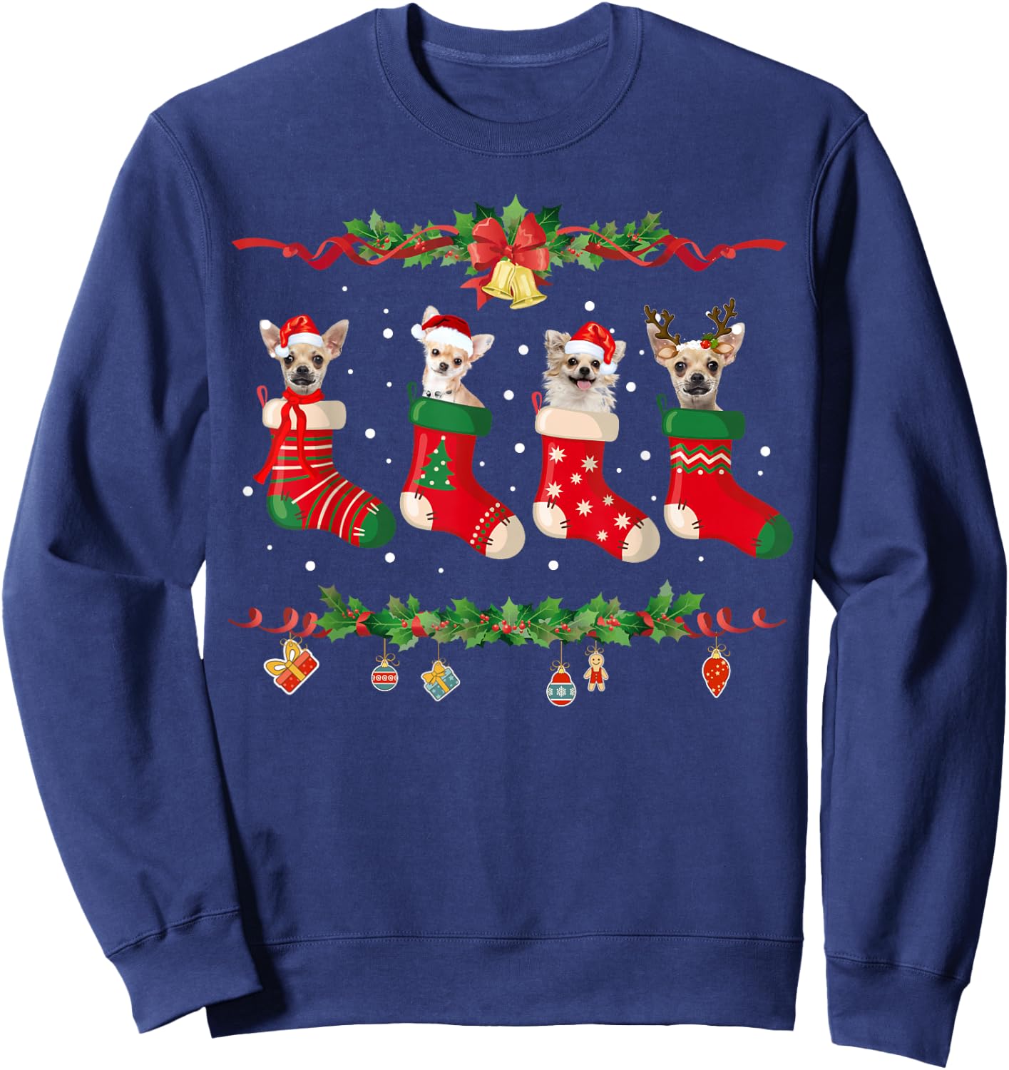 Chihuahua Christmas Stocking Dog Xmas Sweatshirt - Sweatshirt | Navy