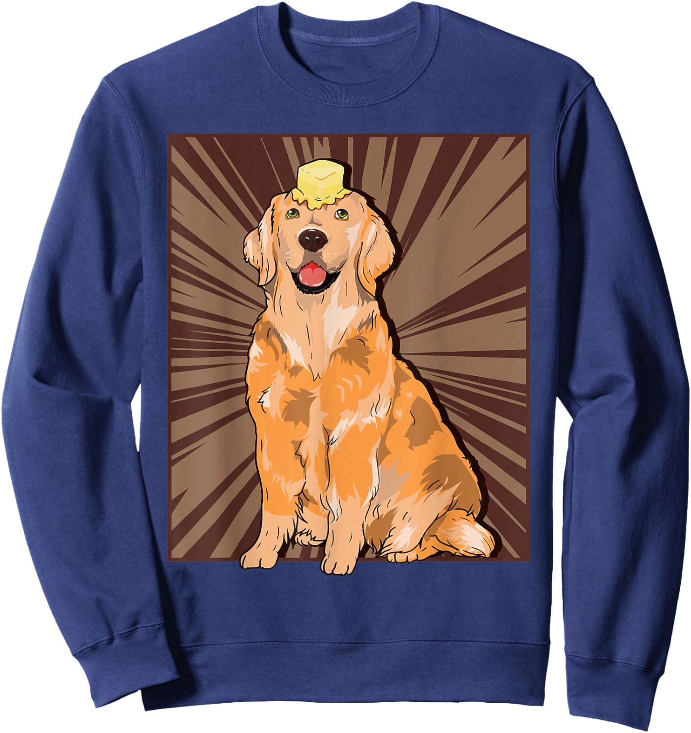 Butter Dog Meme Cute Golden Retriever Dank Meme Sweatshirt - Sweatshirt | Navy