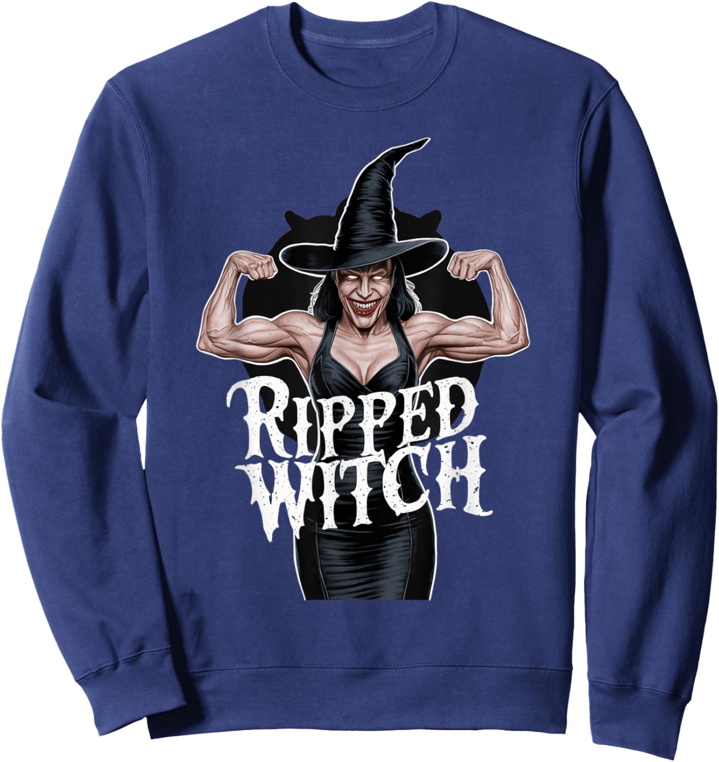 Ripped Witch Muscular Halloween Gym Bodybuilder Costume Sweatshirt - Sweatshirt | Navy