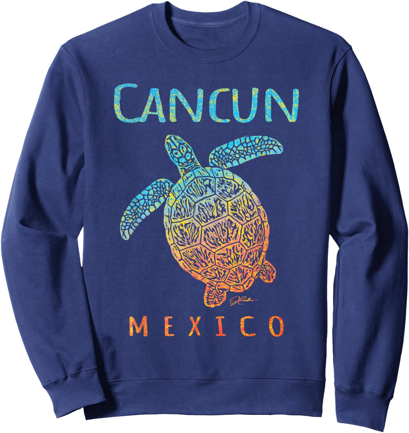 JCombs: Cancun, Mexico, Sea Turtle, Beach Sweatshirt - Sweatshirt | Navy