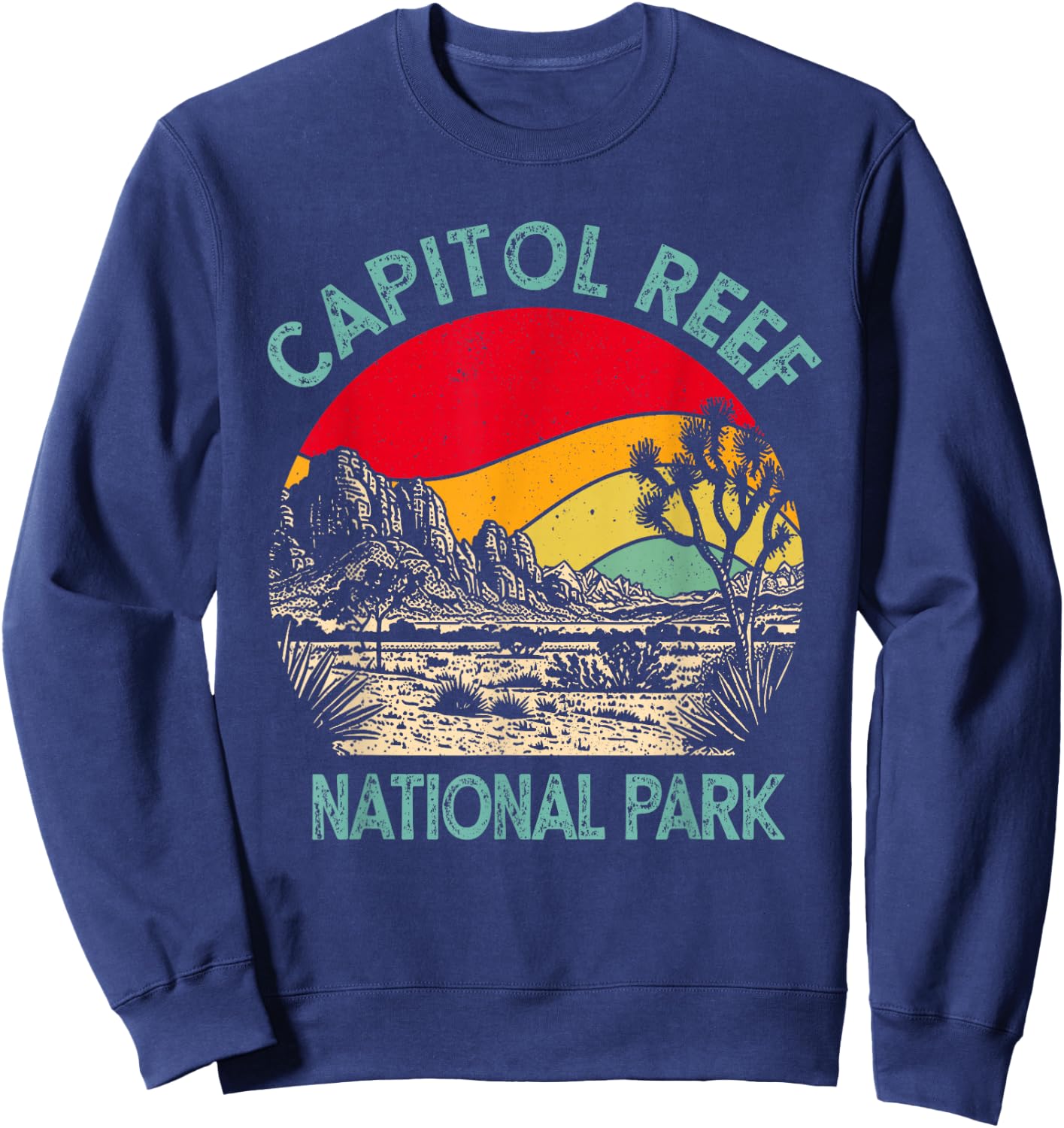 Retro Vintage Capitol Reef National Park 2025 Hiking Outdoor Sweatshirt - Sweatshirt | Navy