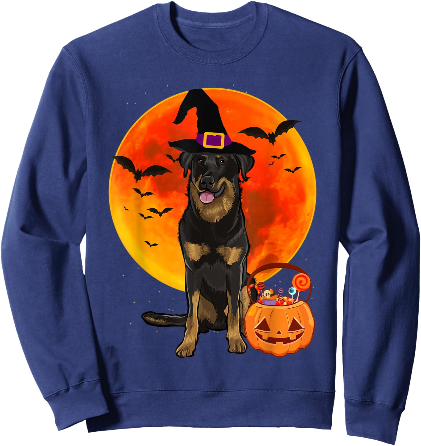 Dog Halloween Beauceron Jack O Lantern Pumpkin Sweatshirt - Sweatshirt | Navy