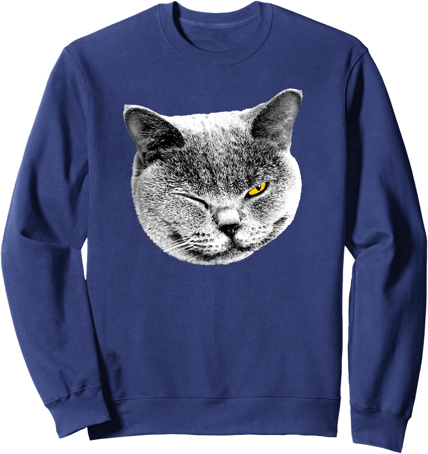 BRITISH BLUE SHORTHAIR CAT - SMILE & WINK Men Women Kids Sweatshirt - Sweatshirt | Navy