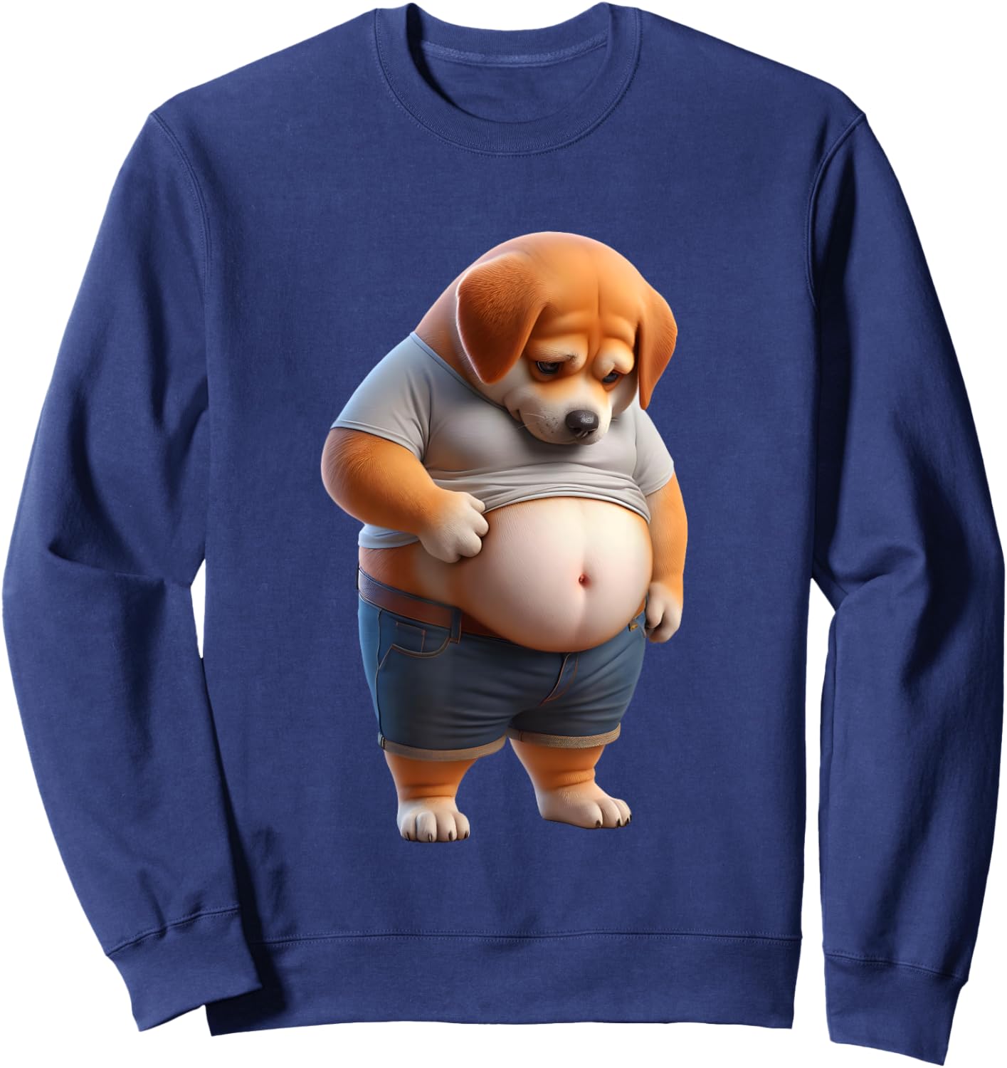 Funny Fat Dog Chubby Chonk Dog Design Canine Dog Lovers Sweatshirt - Sweatshirt | Navy