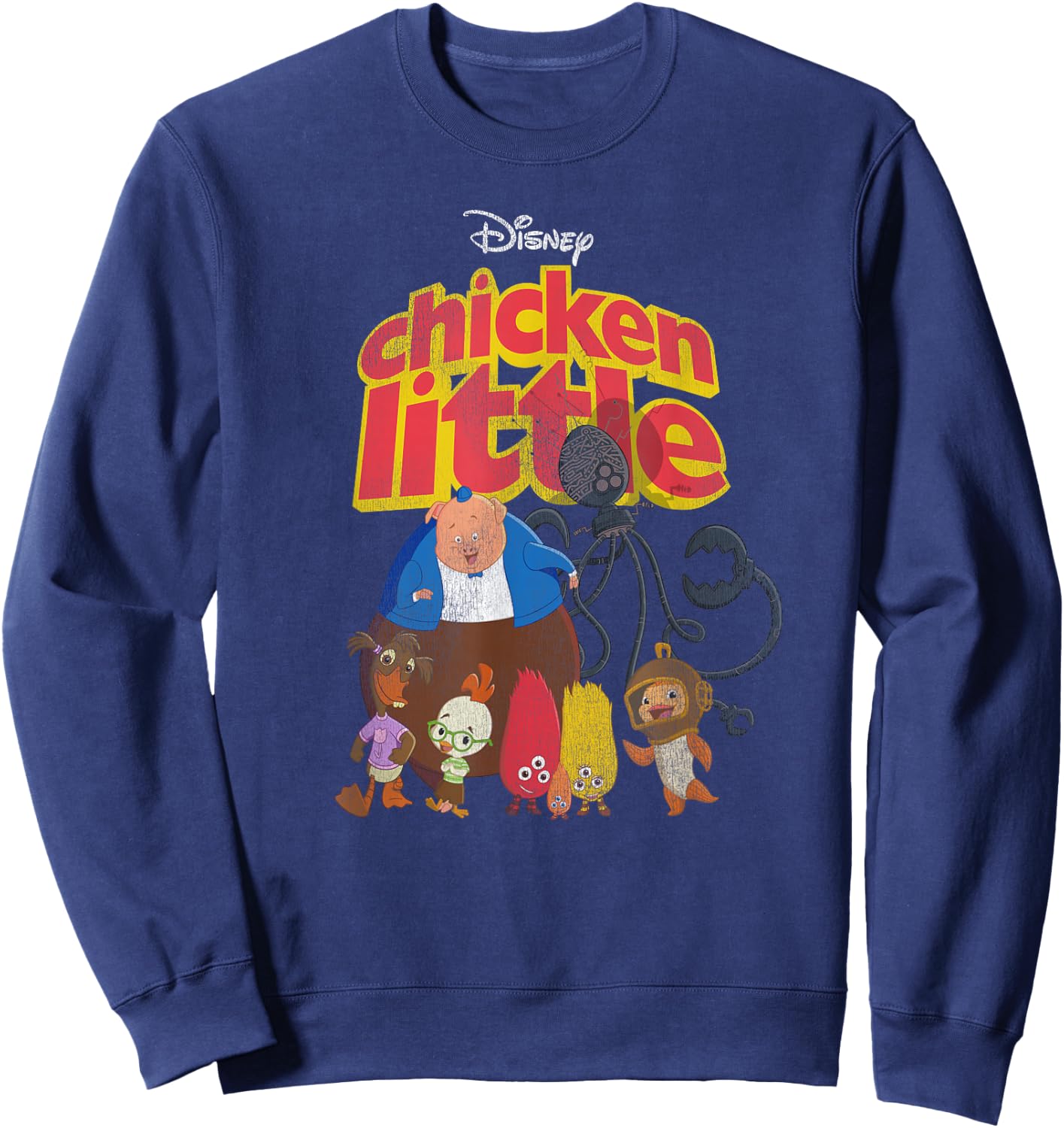 Disney Chicken Little Characters Retro Small Sweatshirt - Sweatshirt | Navy