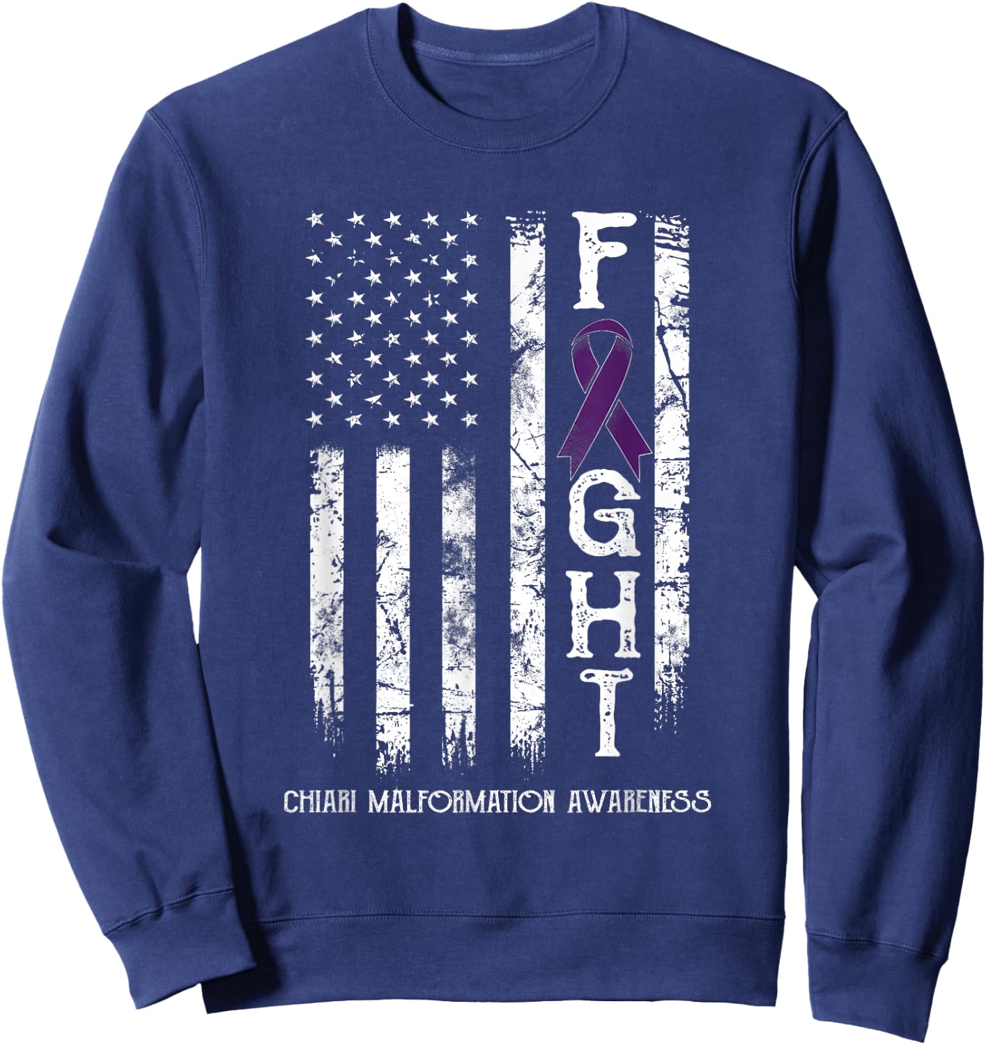 Chiari Malformation Warrior US Flag Sweatshirt - Sweatshirt | Navy