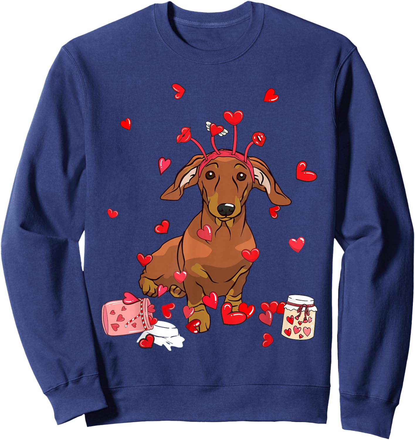 Dog Valentine Gift Cute Dachshund Valentine's Day Men Women Girls Kids Sweatshirt - Sweatshirt | Navy