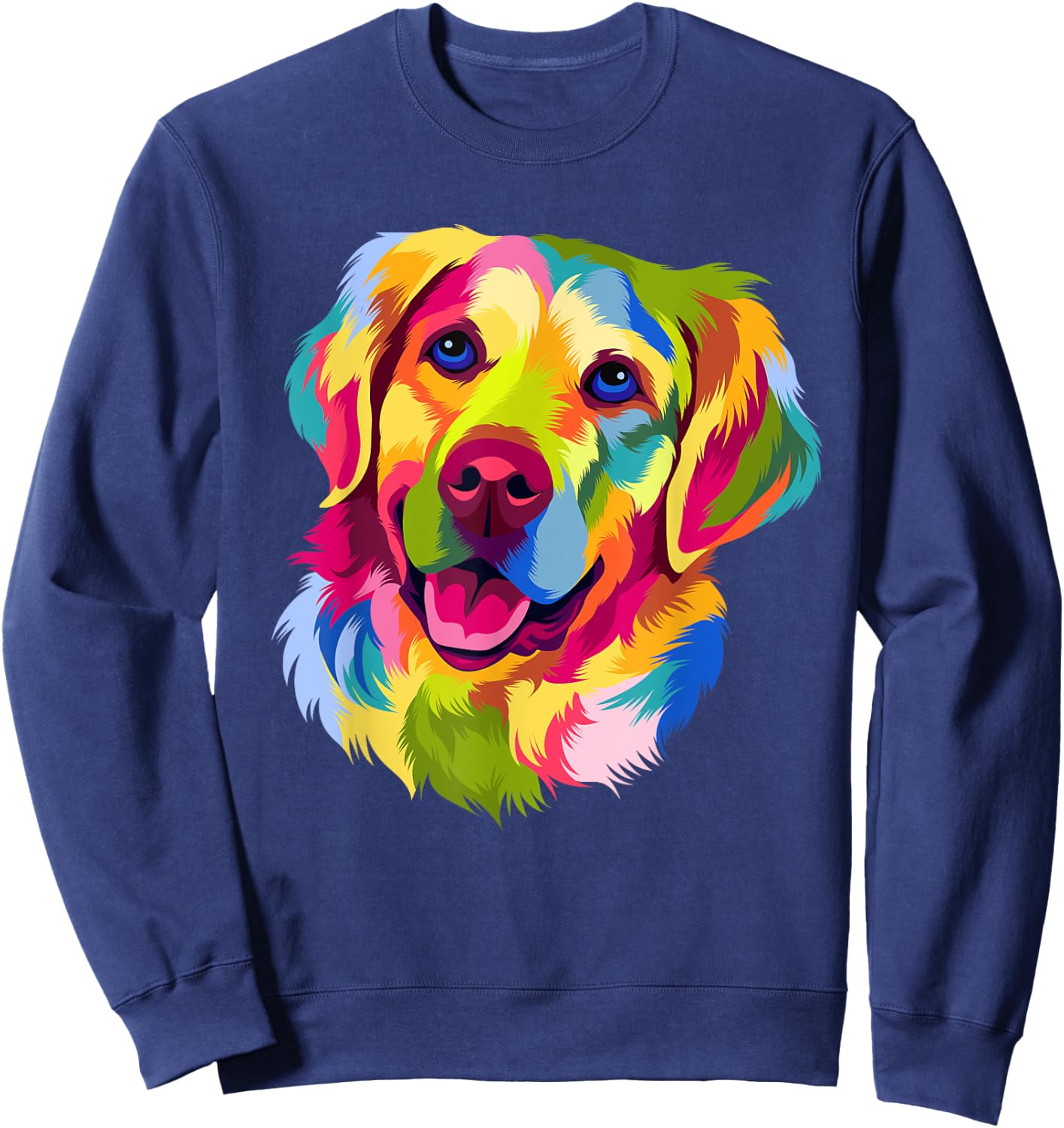 Colorful Pop Art Golden Retriever Portrait Owner Sweatshirt - Sweatshirt | Navy