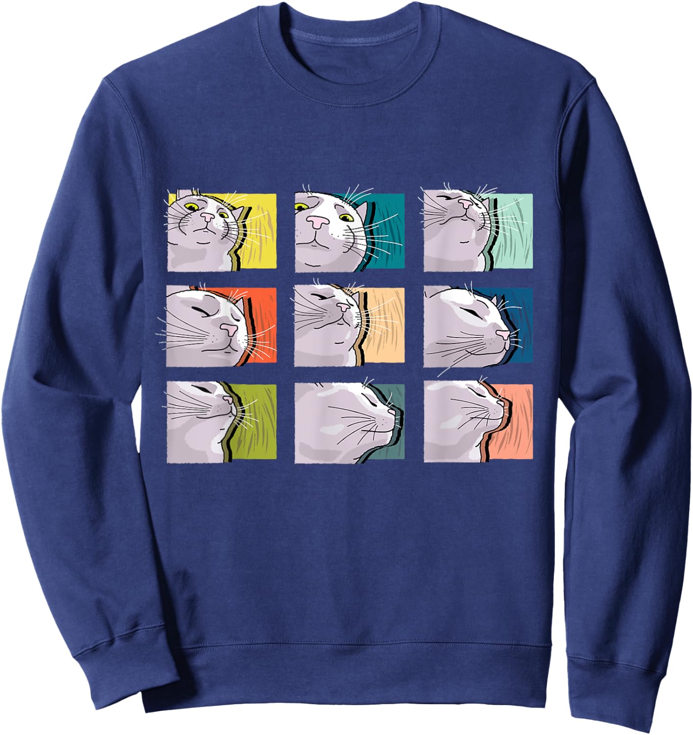 Cat Vibing Meme / CatJAM / Cat Vibing to Music (Color) Women Girls Kids Sweatshirt - Sweatshirt | Navy