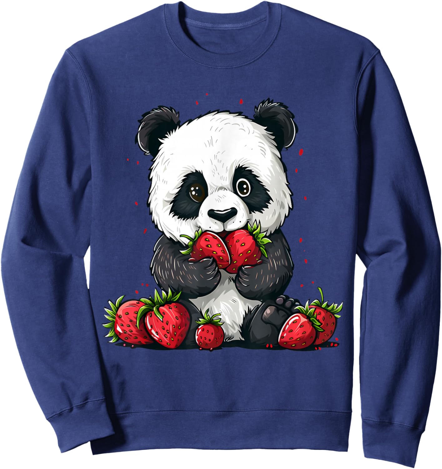 Strawberry Panda Bear Strawberries Cute Panda Bear Artwork Sweatshirt - Sweatshirt | Navy
