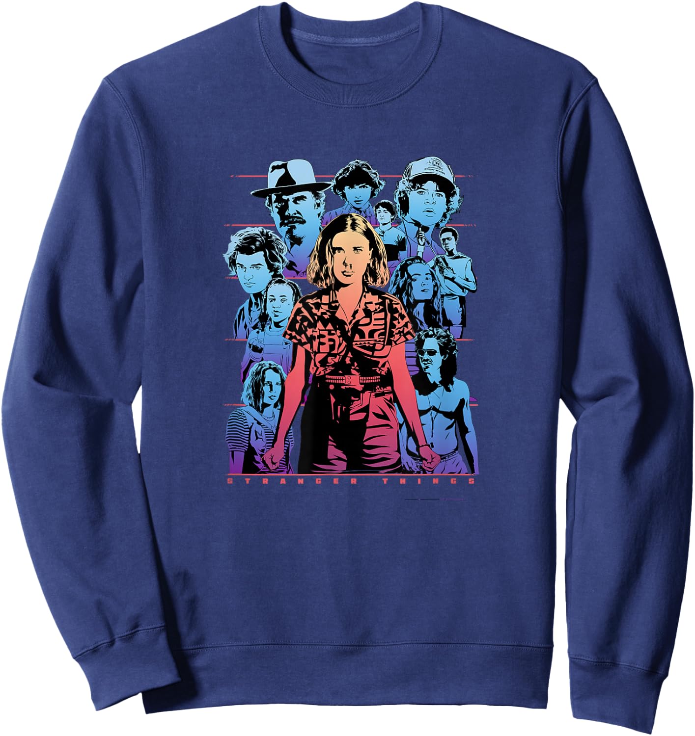 Stranger Things Group Shot Populous Gazing Sweatshirt - Sweatshirt | Navy