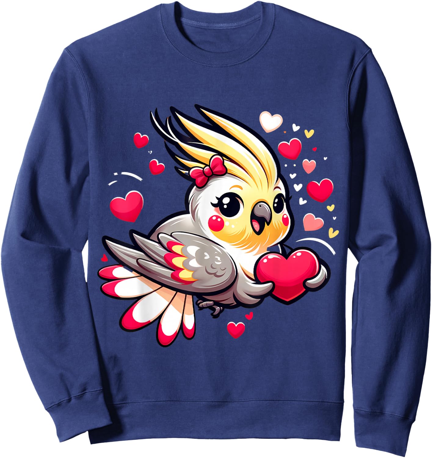 Cockatiel Valentine Hearts Parrot Bird Sweatshirt - Sweatshirt | Navy