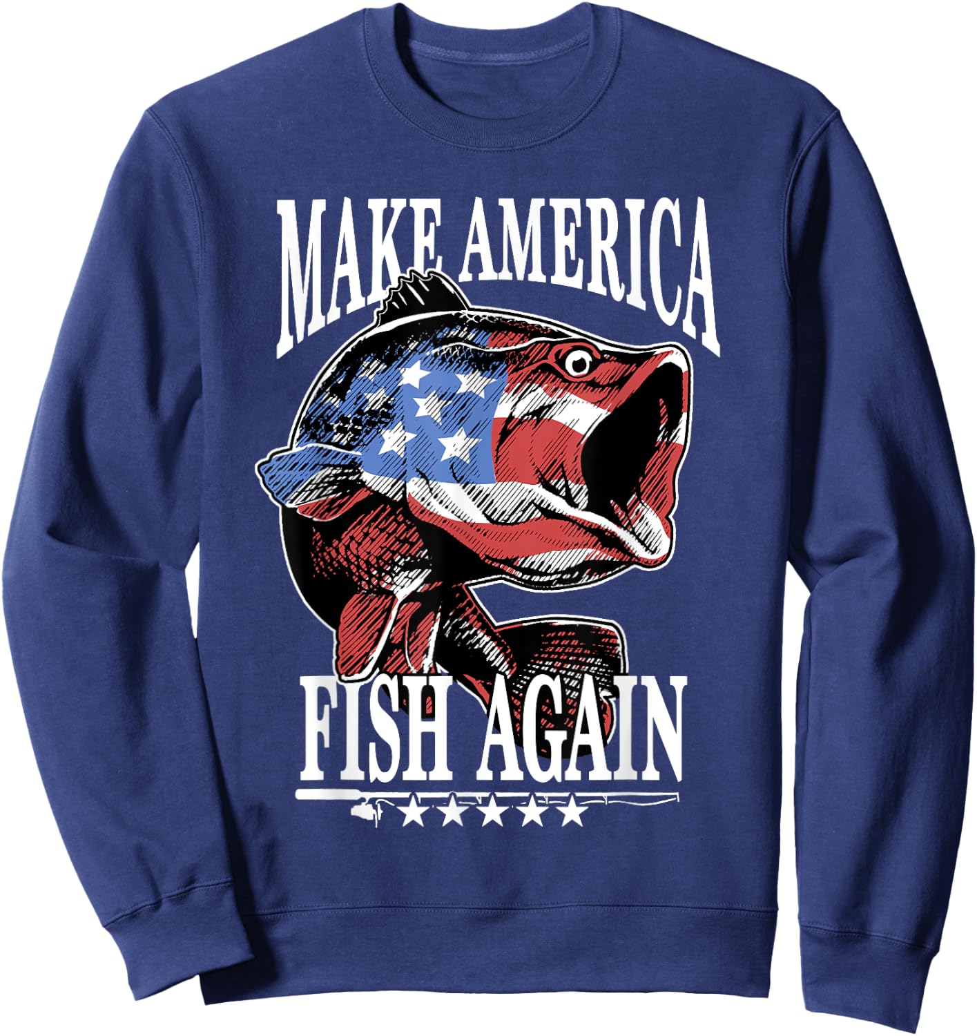 Make America Great Fishing American Flag USA Fisherman Red Sweatshirt - Sweatshirt | Navy