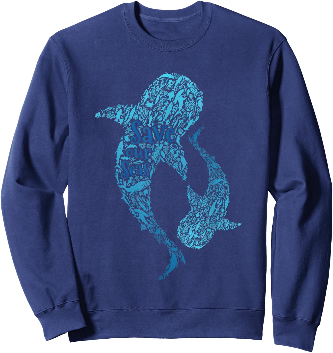 Save the Seas White Shark Environmental Awareness Gift Sweatshirt - Sweatshirt | Navy