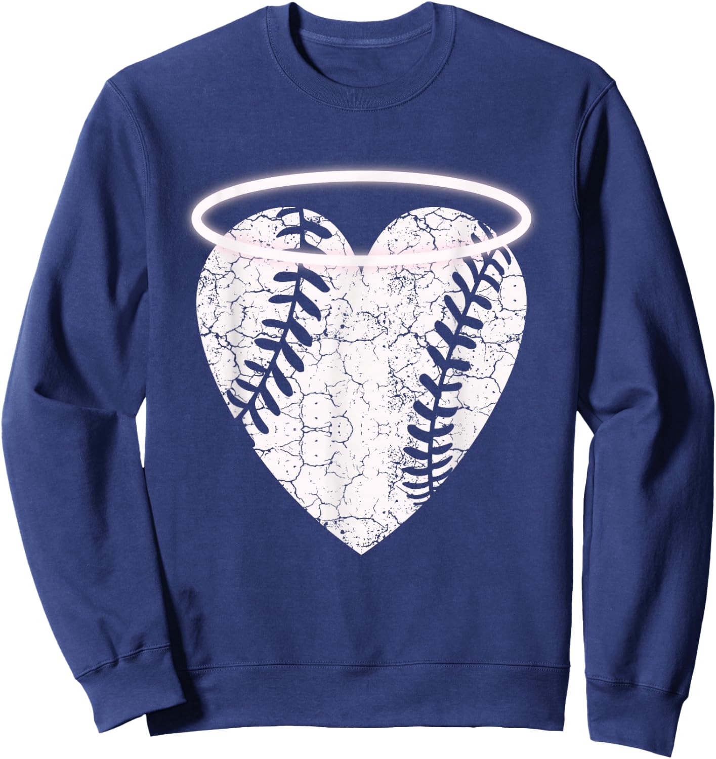 Vintage Angel Baseball Heart with Halo Sweatshirt - Sweatshirt | Navy
