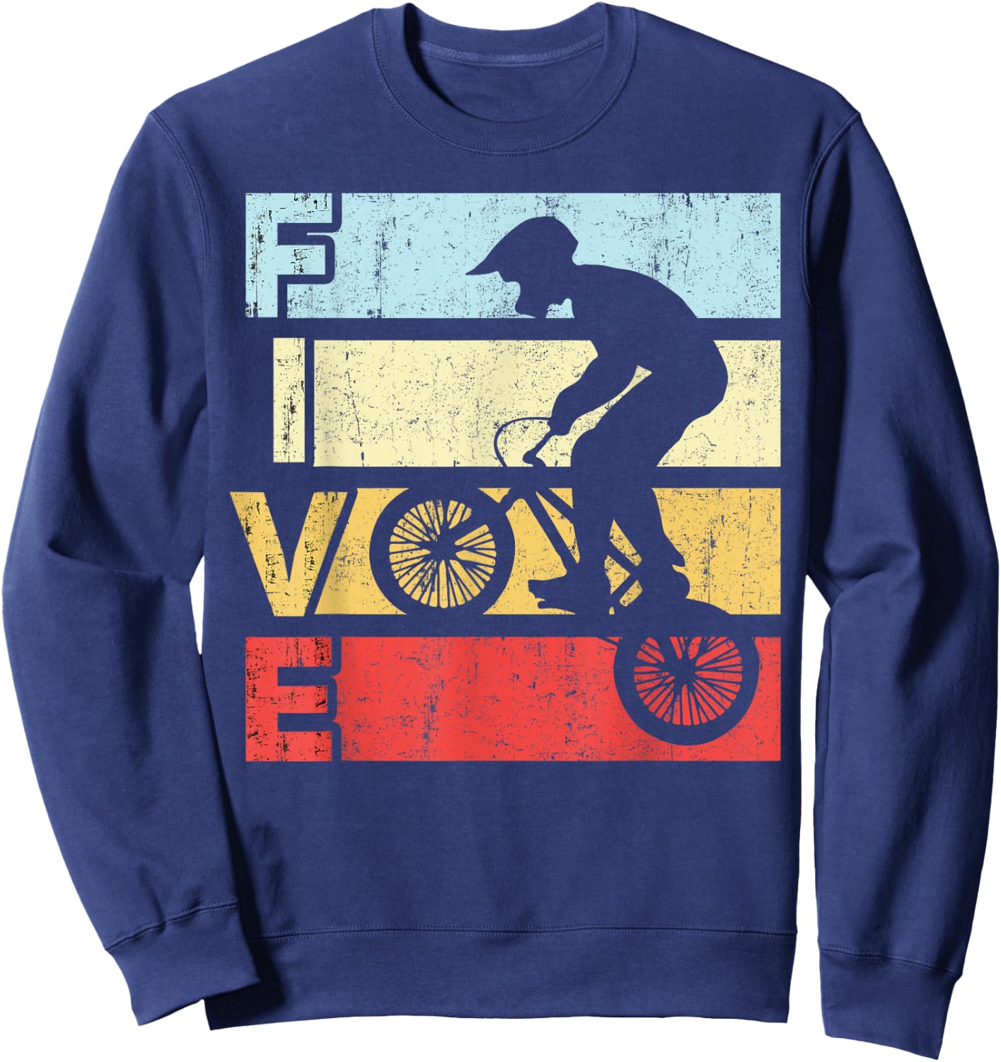 5 Year Old BMX Birthday Party Vintage Dirt Biking 5th Bike Sweatshirt - Sweatshirt | Navy