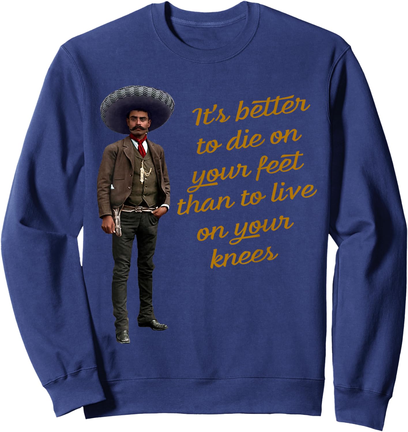 Emiliano Zapata Mexican Flag La Revolucion Mexicana Sweatshirt - Sweatshirt | Navy