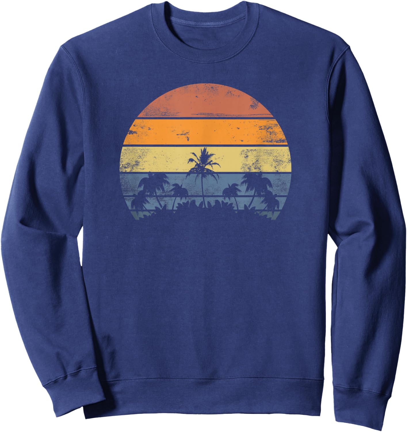 Pacific Ocean Beach Sun Palm Trees Retro Vintage K Sweatshirt - Sweatshirt | Navy