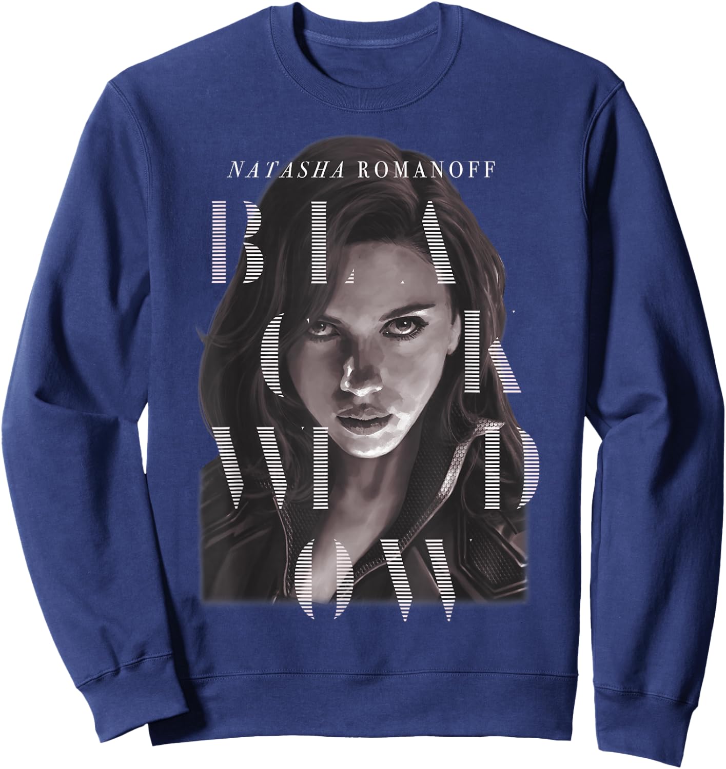 Marvel Black Widow Natasha Romanoff Letter Portrait Sweatshirt - Sweatshirt | Navy