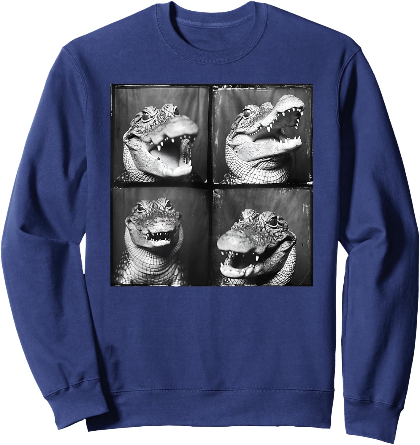 Crocodile Lover Photostrip Quirky Alligator Funny Animal Sweatshirt - Sweatshirt | Navy