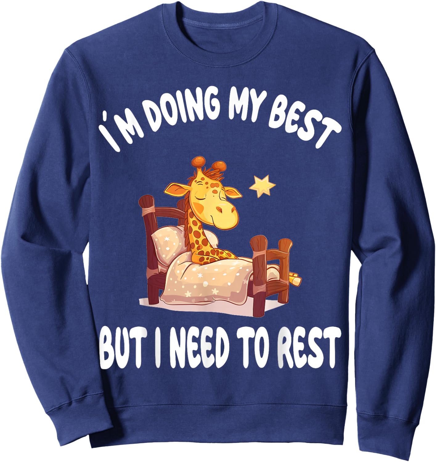 Giraffe Animal Pajamas Nightgown Sleeping Napping Sweatshirt - Sweatshirt | Navy