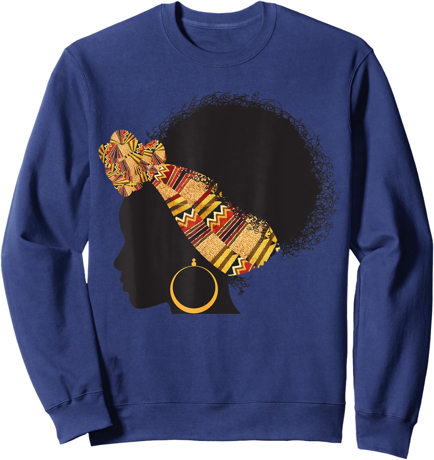 Funny Kente Cloth Head Wrap Gift African American Women Sweatshirt - Sweatshirt | Navy