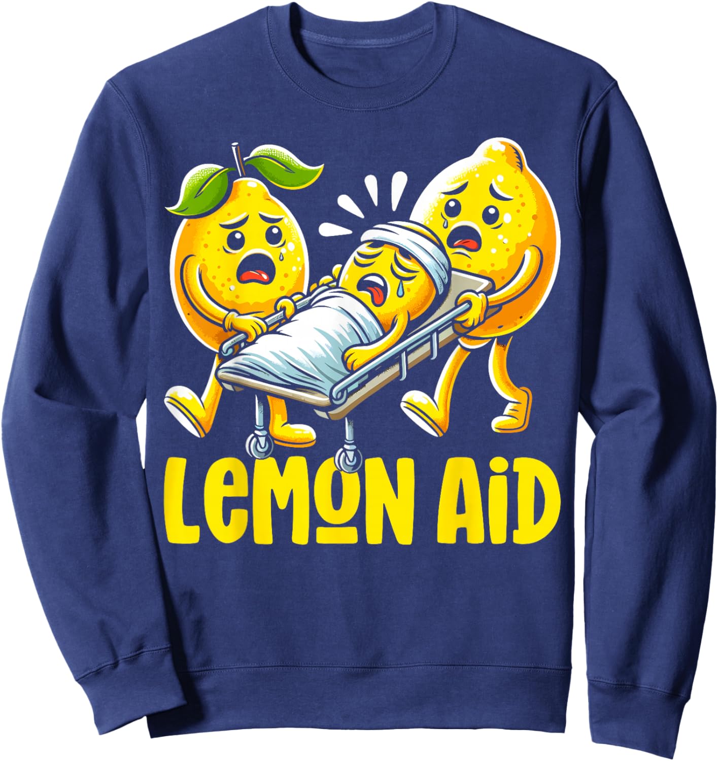 Lemon Aid Funny Lemonade Pun Summer Fruit Lemon Juice Lover Sweatshirt - Sweatshirt | Navy