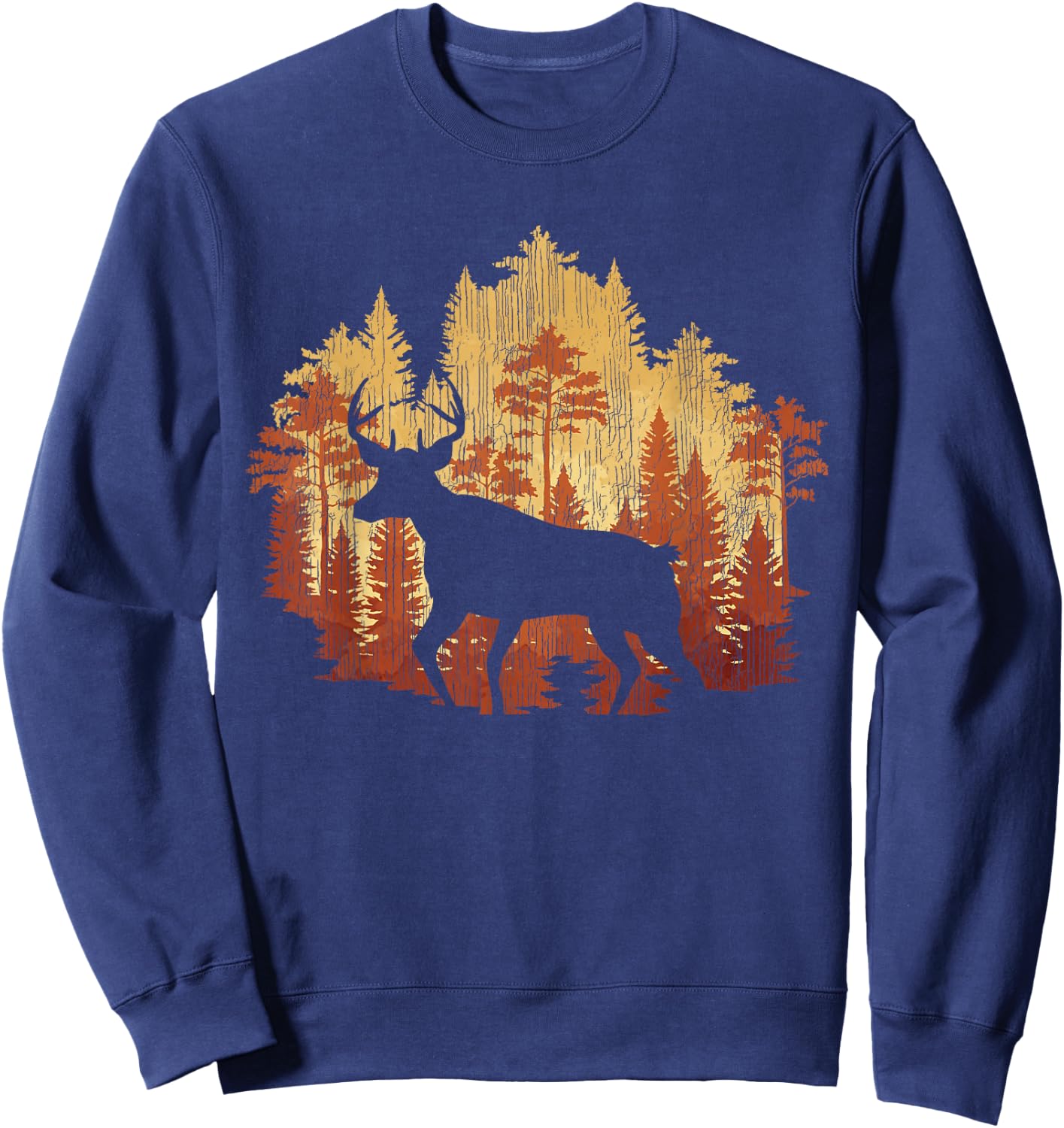 Nature Trees Wildlife Forest Animal Lover Outdoor Deer Sweatshirt - Sweatshirt | Navy